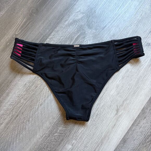 Hollister Black Bikini Bottom Strappy Beach Vacation Large Swimwear - Picture 4 of 10